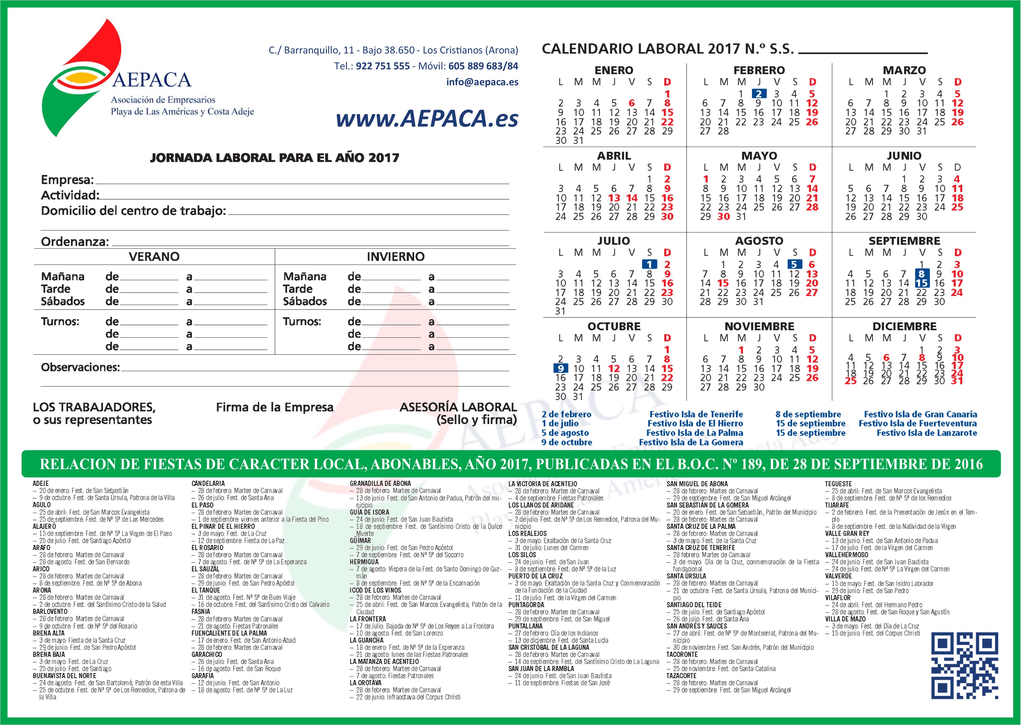 Calendario Laboral 2017